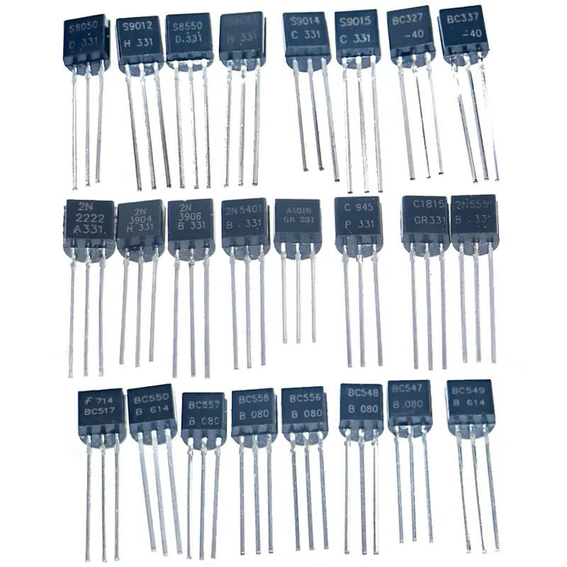 480 pezzi 24 tipi di Kit assortimento Transistor NPN / PNP In linea In silicone 2N2222 componenti e forniture componenti attivi