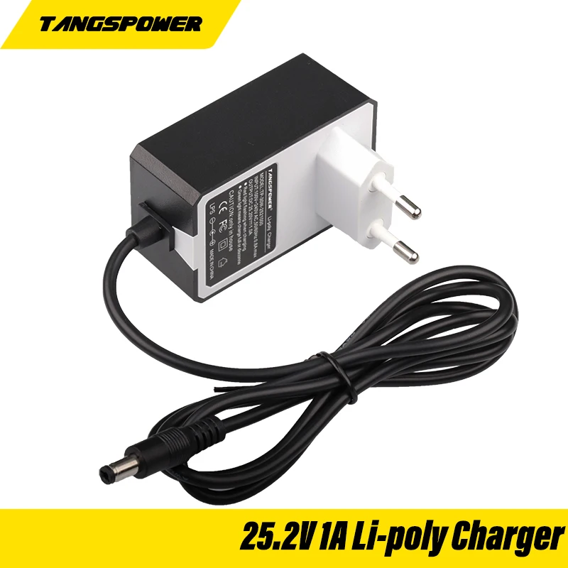 25.2V 1A 18650 Lithium Battery Portable Wall Charger For 21.6V 22.2V 24V AC DC Power Charger DC 5.5mm*2.1mm Connector Plug EU/US