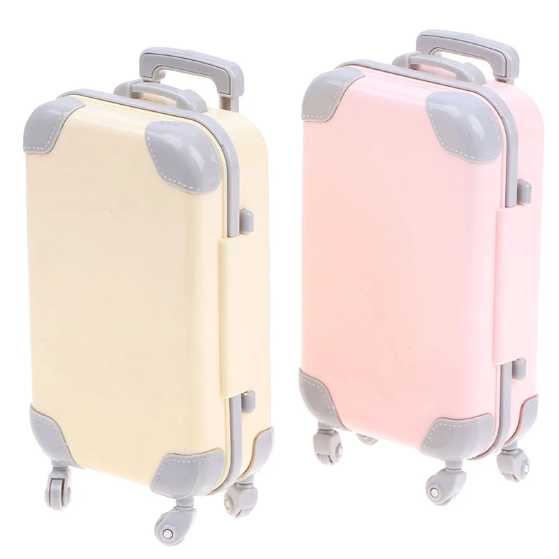 Mini Plastic Suitcase Luggage Doll Accessories Furniture Kids Toys Play House 3D Travel Train Suitcas For Baby Doll Gift