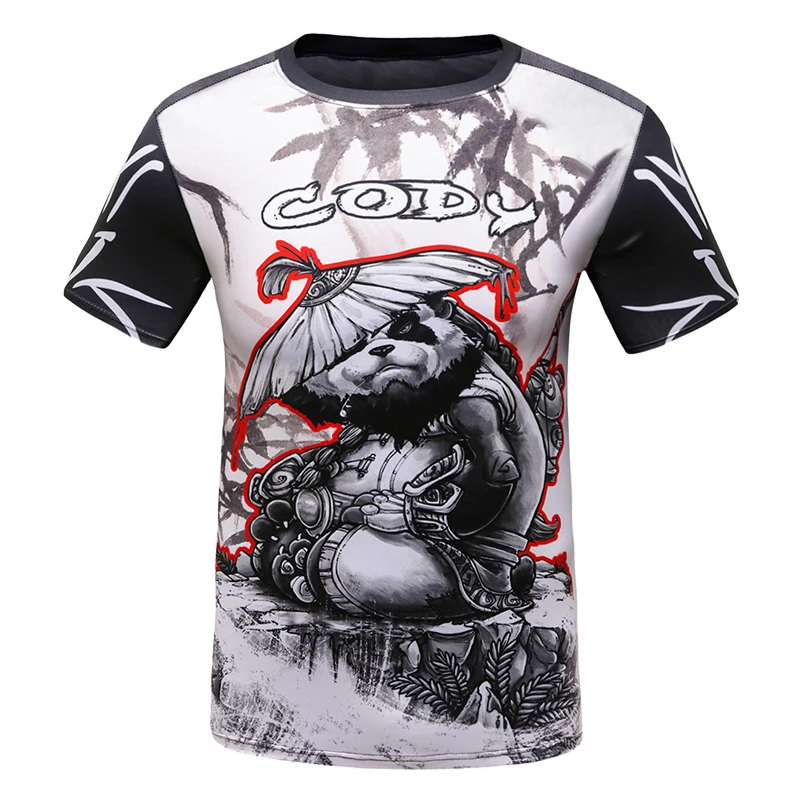 

Cody Lundin Boy's Cartoon Panda Print Kids Tops Shirts Sublimation Active Boxing BJJ Short Sleeve For Children Rashgaurd