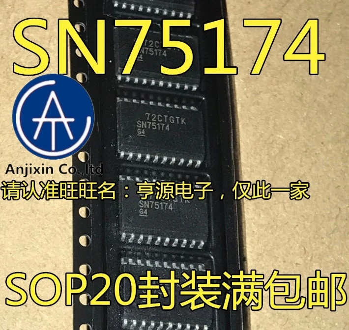 10 peças 100% original novo estoque real sn75174 sn75174dw sn75174dwr driver/transceptor sop-20