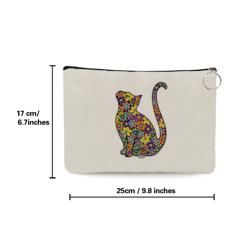 New Arrival Floral Cat Dog Print Fashion Storage Cosmetic Bags Travel Makeup Bag Toiletry Storage Pouch for Women Clutch