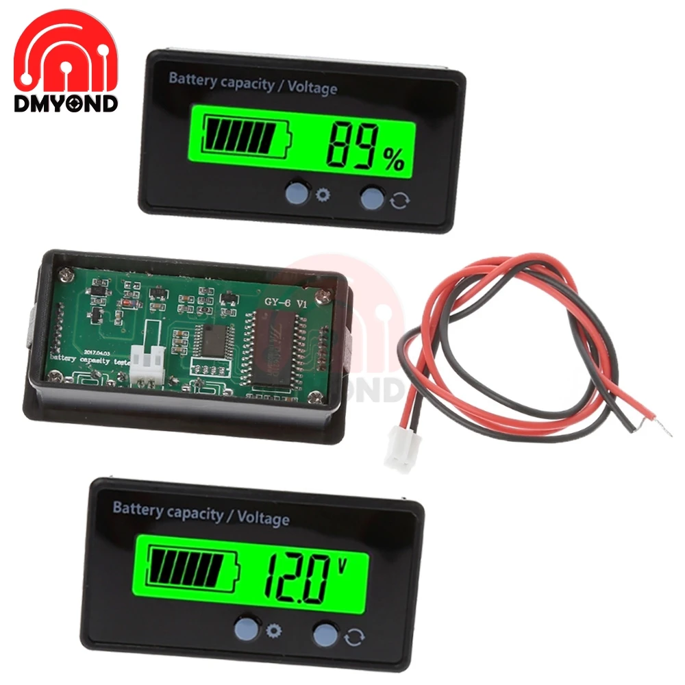 

Green DC 6V-73V Battery Capacity Indicator Meter Battery Power LED Digital Lithium Lead Acid Battery General Electricity Meter