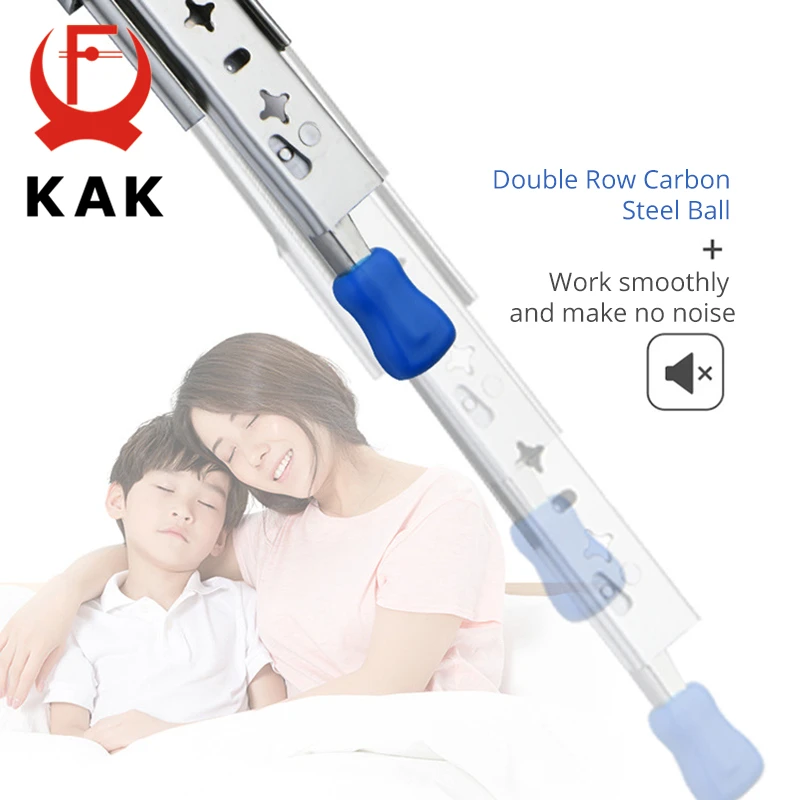 Imagem -04 - Kak Corredores de Gaveta com Fechadura Corrediça de 10 a 50 Polegadas com Rolamento de Esferas Três Dobras Extensão Completa Trilho Resistente Deslize de Gaveta Hardware