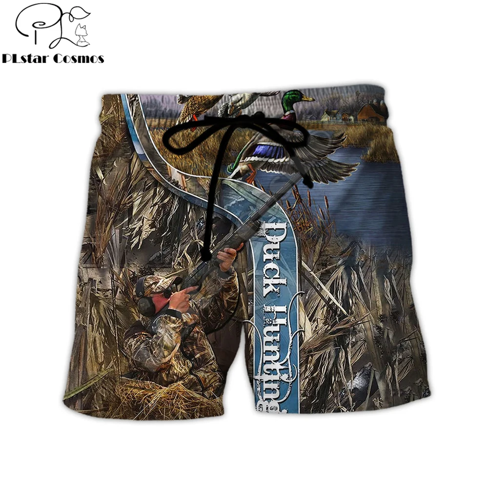 Duck and Boar Hunting 3D All Over Printed Mens Shorts Unisex Streetwear Summer Beach Loose Shorts Casual Pants Polyester SDM19