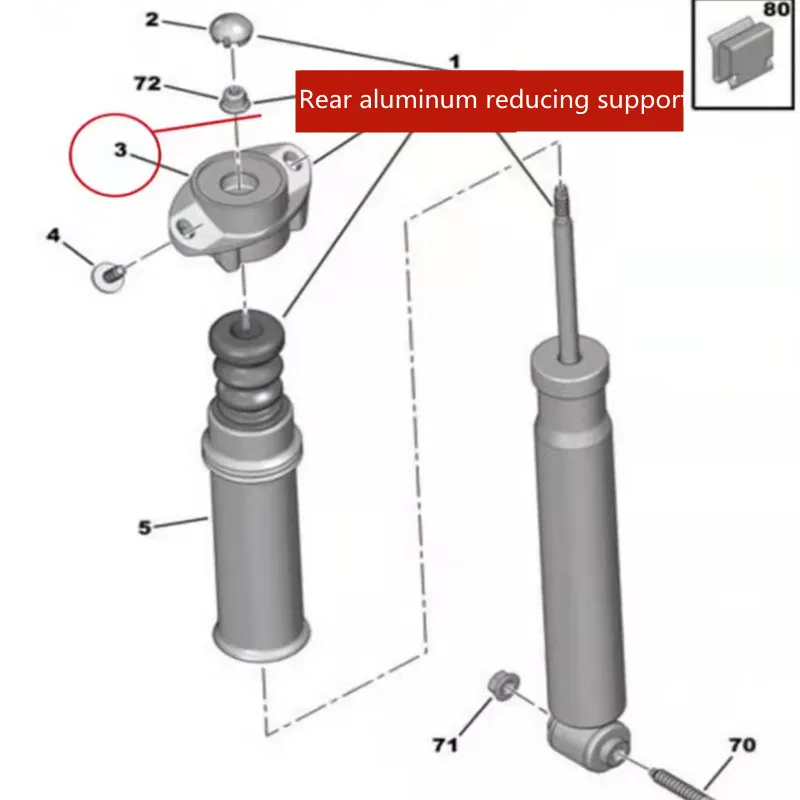 Suitable for Peugeot 307 308 408 3008 Citroen Sega triumph c4l rear aluminum reduction support rear shock absorber top rubber