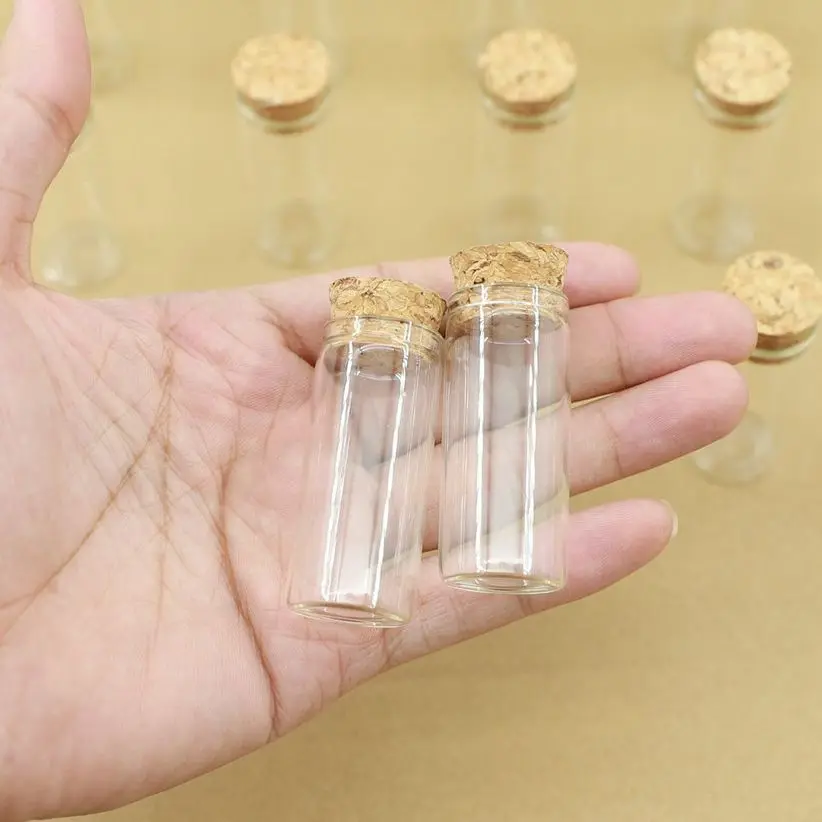 

100pcs/lot 22*50mm 10ml Cork Glass Mini Bottles Test Tube Stopper Spice Bottles Container Small DIY Jars Vials Tiny Bottle glass