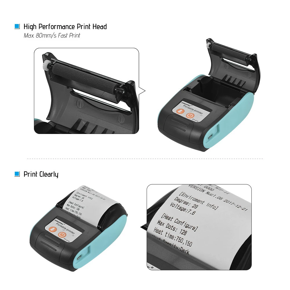 GOOJPRT PT-210 Portable Thermal Printer Handheld 58mm Receipt Printer for Retail Stores Restaurants Factories Logistics