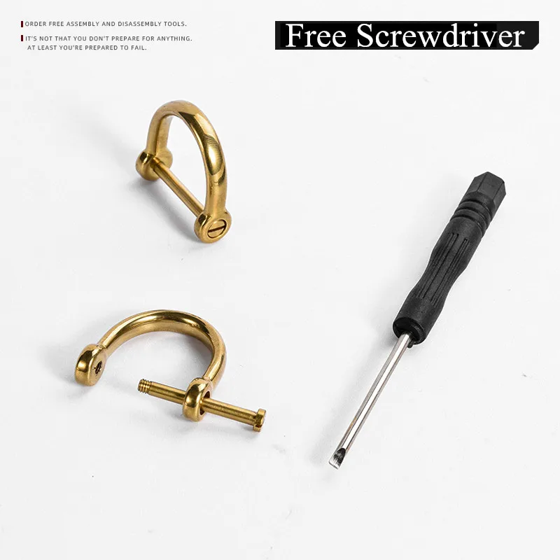 2 PCS Brass Horseshoe Buckle Key Chain DIY keychain Accessories Give Away a Screwdriver Men Women Metal Car Key Ring Holder T29