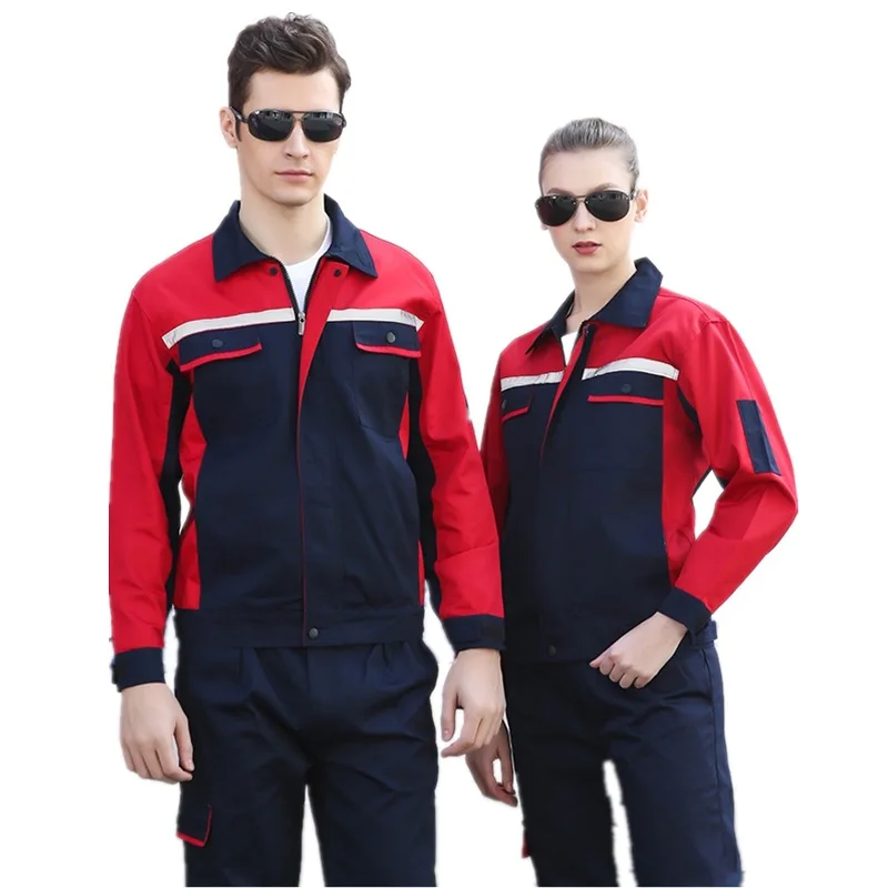 Work Clothing Workshop Uniform Reflective Safety Worker Coveralls Wear-resistant Breathable Mechanical Auto Repair Work Clothes