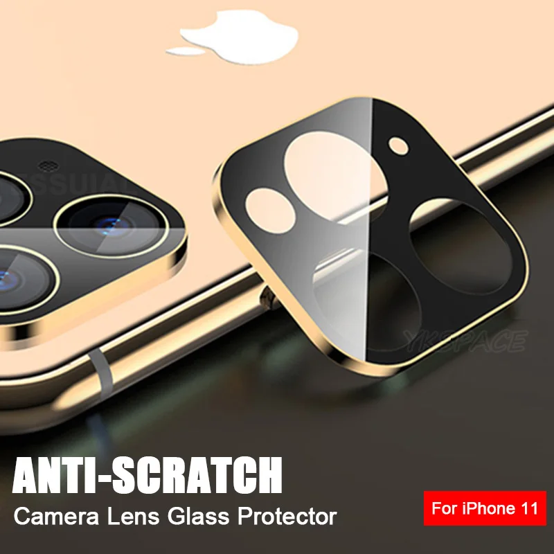 Film de protection en verre trempé 9H pour objectif de caméra arrière, couverture complète 3D, pour iPhone 11 12 13 Mini 14 Pro Max Plus, bord en titane, 2 pièces