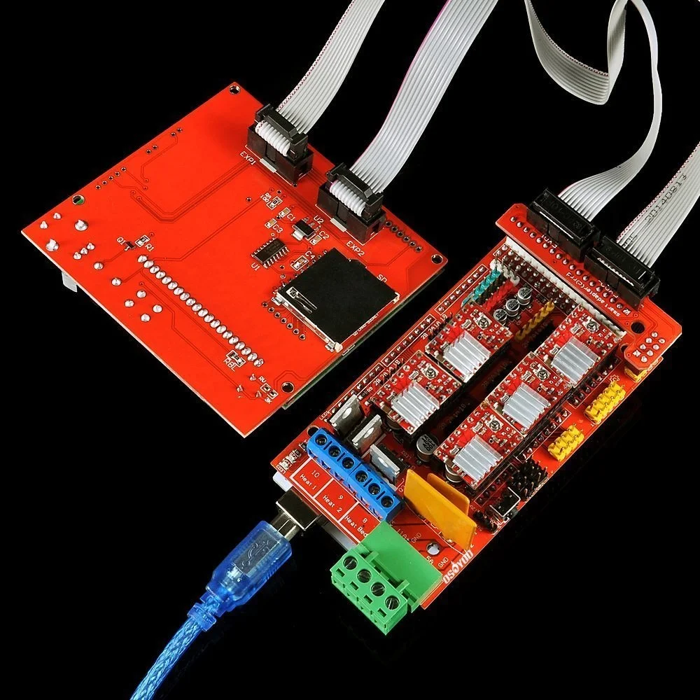 Kit de impressora 3d rampas 1.4 controlador + mega 2560 placa 5 pçs a4988 driver motor passo lcd 12864 para arduino reprap