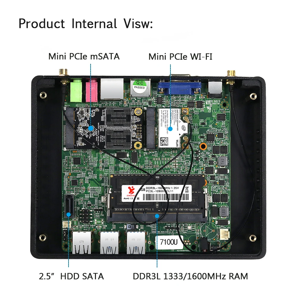 Imagem -05 - Tolibek-mini pc Fanless Htpc Intel Core i3 5005u i5 4200u Celeron 2955u Ddr3l Windows 10 Pro Mini Computador Desktop Office Wifi