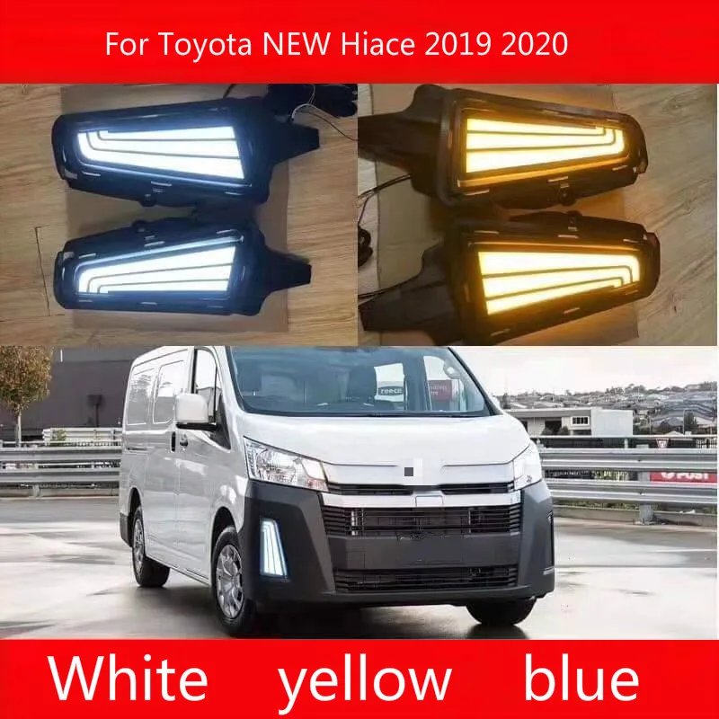 

2Pcs LED DRL Daytime Running Light fog lamp Decoration With Flowing Turn Signal for Toyota NEW Hiace 2019 2020 Car