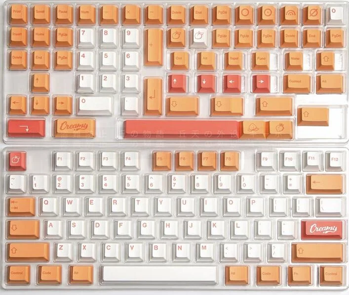 1ชุด GMK Peach N ครีม Keycap PBT Dye Subbed เชอร์รี่โปรไฟล์ Keycaps สำหรับ61 64 68 84 96 980 104แป้นพิมพ์