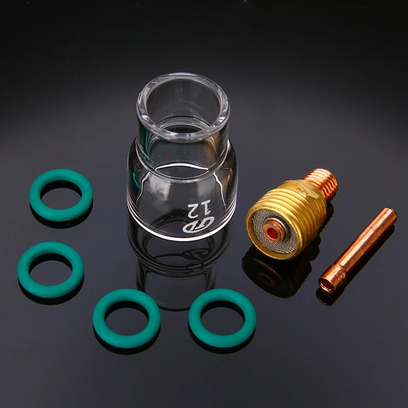 7Pcs/Set #12 Pyrex Glass Cup Kit Stubby Collets Body Gas Lens Tig Welding Torch For Wp-9/ 20/ 25  Welding Accessories