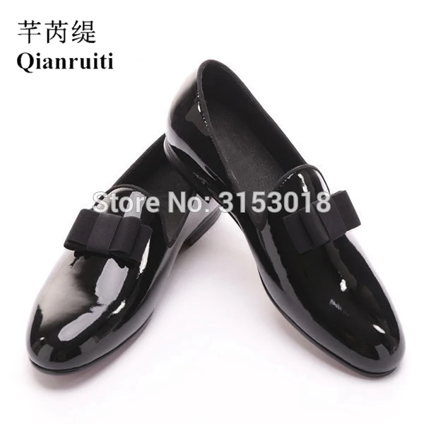 

Bowknot Formal Shoes Men Slip-on Belgian Handmade Stylish Wedding Dress Shoes Simple Leisure Design Patent leather shoes