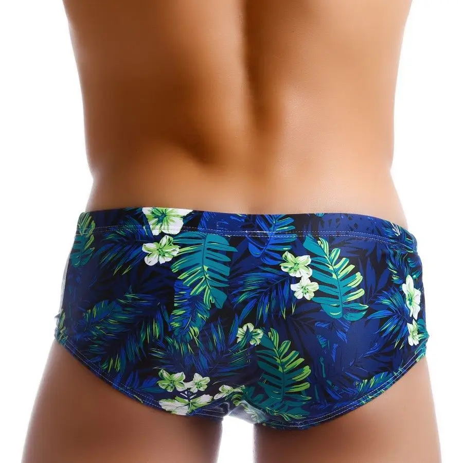 Sexy Men Swimwear Swimsuits Swimming Boxer Briefs Surf Board Shorts Trunks Bikini Leaf Gay Penis Pouch Bathing Suits Panties