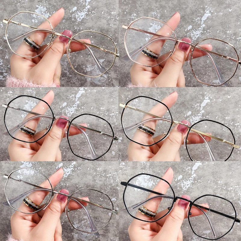 

New Fashion Women Office Anti Blue Light Oversized Computer Glasses Children Playing Games Blue Blocking Eyeglasses Alloy Frame