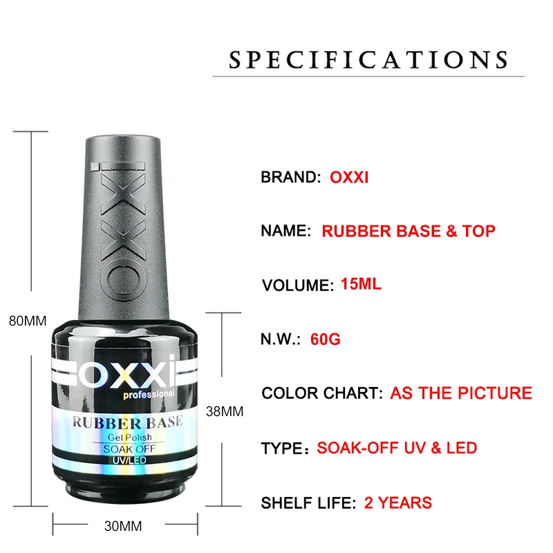 OXXI-capa Base y superior para esmalte en Gel, barniz semipermanente, capa superior de goma y capa Base Gellac uv led, Lak, 15ml