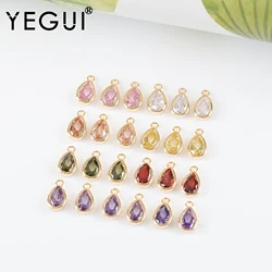 YEGUI M1096,jewelry accessories,18k gold plated,copper metal,zircons,charms,drop shape,diy pendants,jewelry making,20pcs/lot