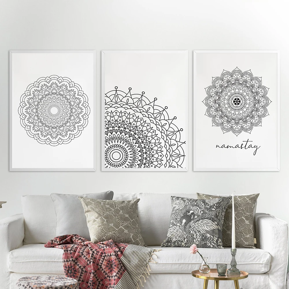 Mandala Abstract Canvas Poster Yoga Wall Art Namaste Quote Print Painting Decorative Picture Modern Living Room Decor No Frame