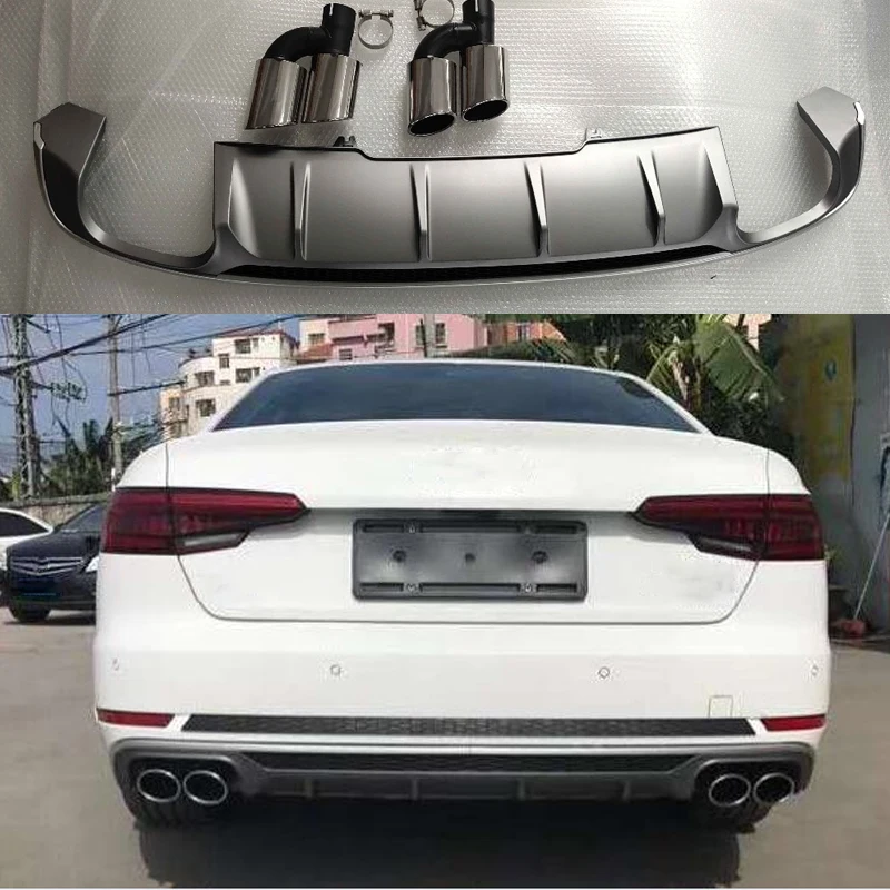 S4 Rear Bumper Lip Diffuser With Exhaust Fit For Audi S4 Sline Sport Bumper 2017~2019 Rear Lip Car Styling Auto Accessories