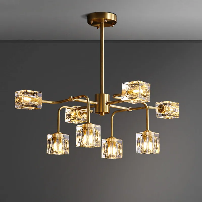 Square Crystal chandelier material Artistic Branches luxury gold light fixtures for living room kitchen chandelier lighting