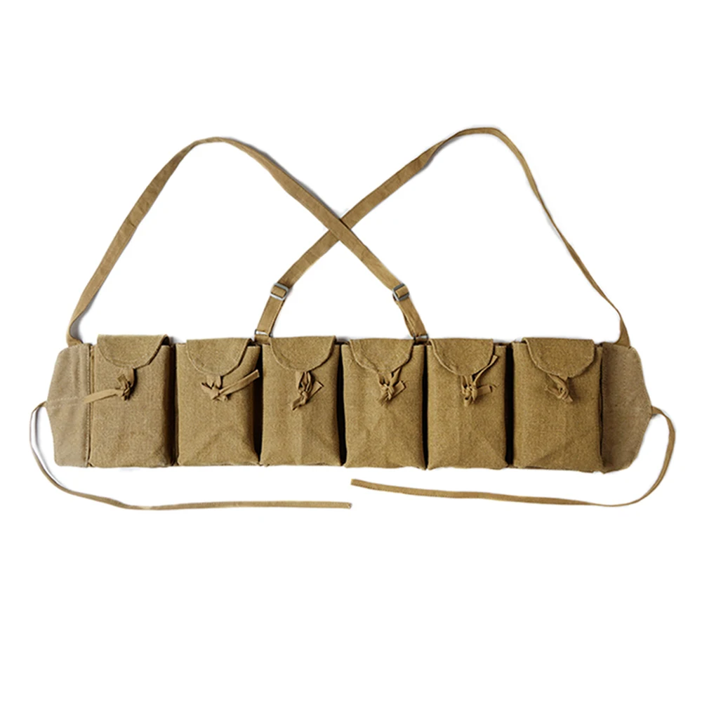 

WWII CHINESE ARMY OUTDOOR ZB26 SIX CELL KHAKI FLAX BAG TOOL KIT POUCH STORAGE BAG