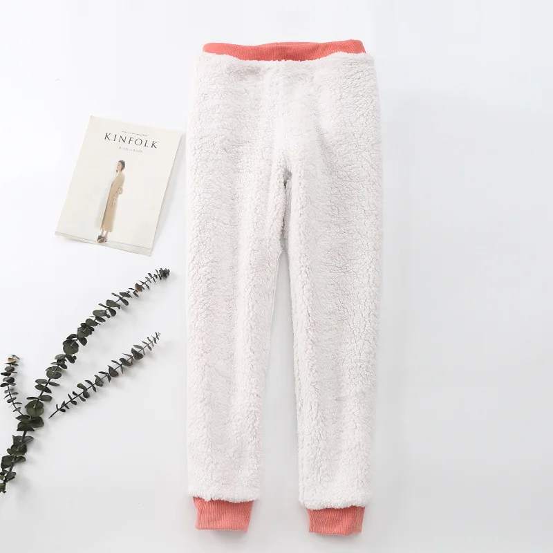 Women Winter Warm Pants Cashmere Velvet Thick Casual Cotton Trousers Straight Sweatpants Harem Pants Girl Cold-Resistant Pants