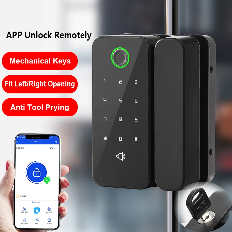 

Multi Language Bluetooth Fingerprint Lock for Glass Door Remote Control Door Lock for Office Electronic Keyless Lock Smart Lock