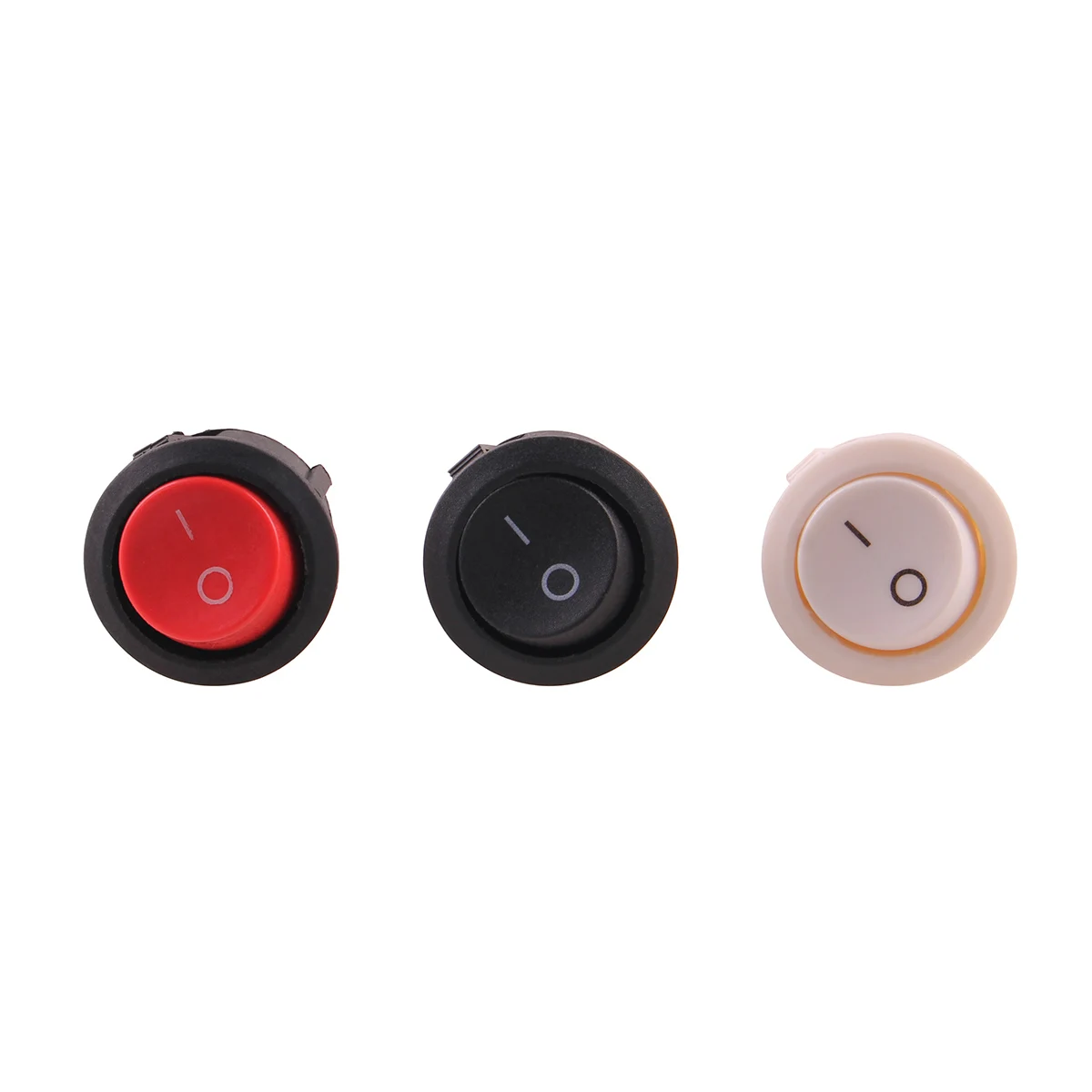 Red Black White 20mm Diameter ON/OFF Round Rocker Toggle Switch 6A/250VAC 10A 125VAC Plastic Push Button Switch