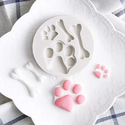 Dog Paw Bone Silicone Mold Resin Kitchen Baking Decoration Tool DIY Cake Chocolate Lace Dessert Candy Fondant Moulds