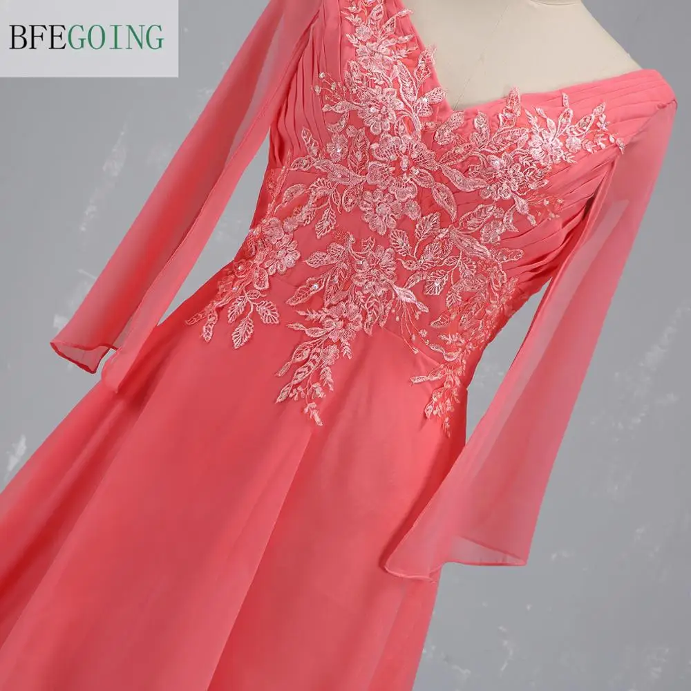 Chiffon Lace Long Sleeves Knee-Length A-Line Wedding Party Mother Of The Bride Dresses Custom Made