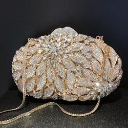 WHTUOHENG-monederos de diamantes blancos para mujer, bolsos de mano de lujo con diamantes de imitación de cristal dorado, bolso de noche para mujer, bolso de fiesta de boda, 10 colores