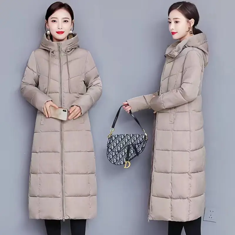 Gepolsterte Jacke lange Mode Winter Jacke Frauen Dicke Daunen Parkas weibliche Dünne Winter Warme Mit Kapuze Mantel Für Frauen