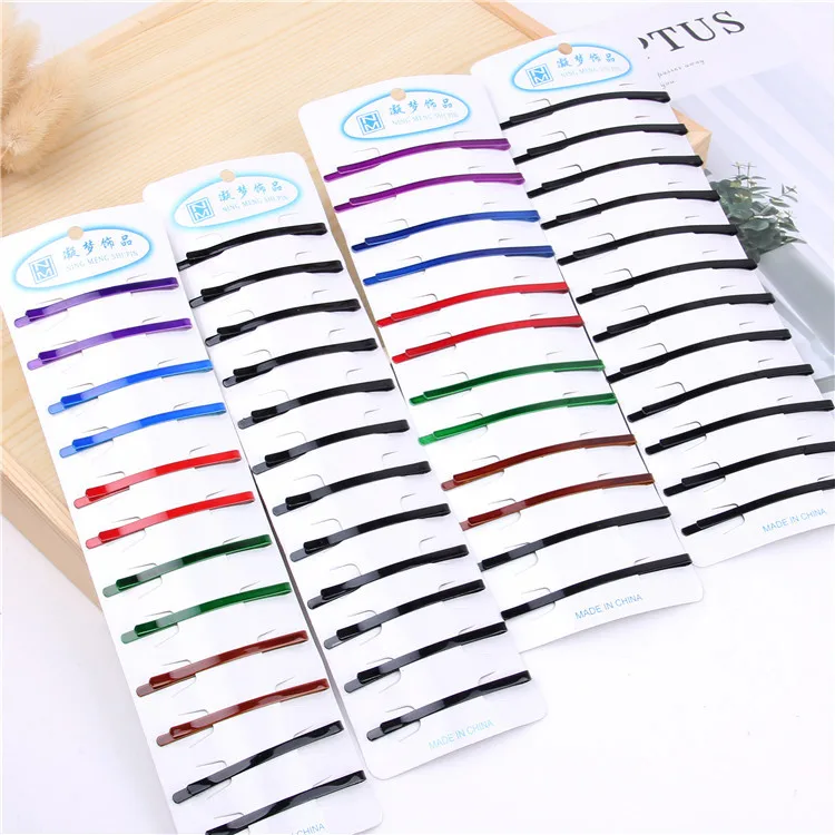 12pcs/lot Hot Basic metal simple black color size card BB clip Word folder Bangs Hairgrip Women girl Barrette Hair Accessories