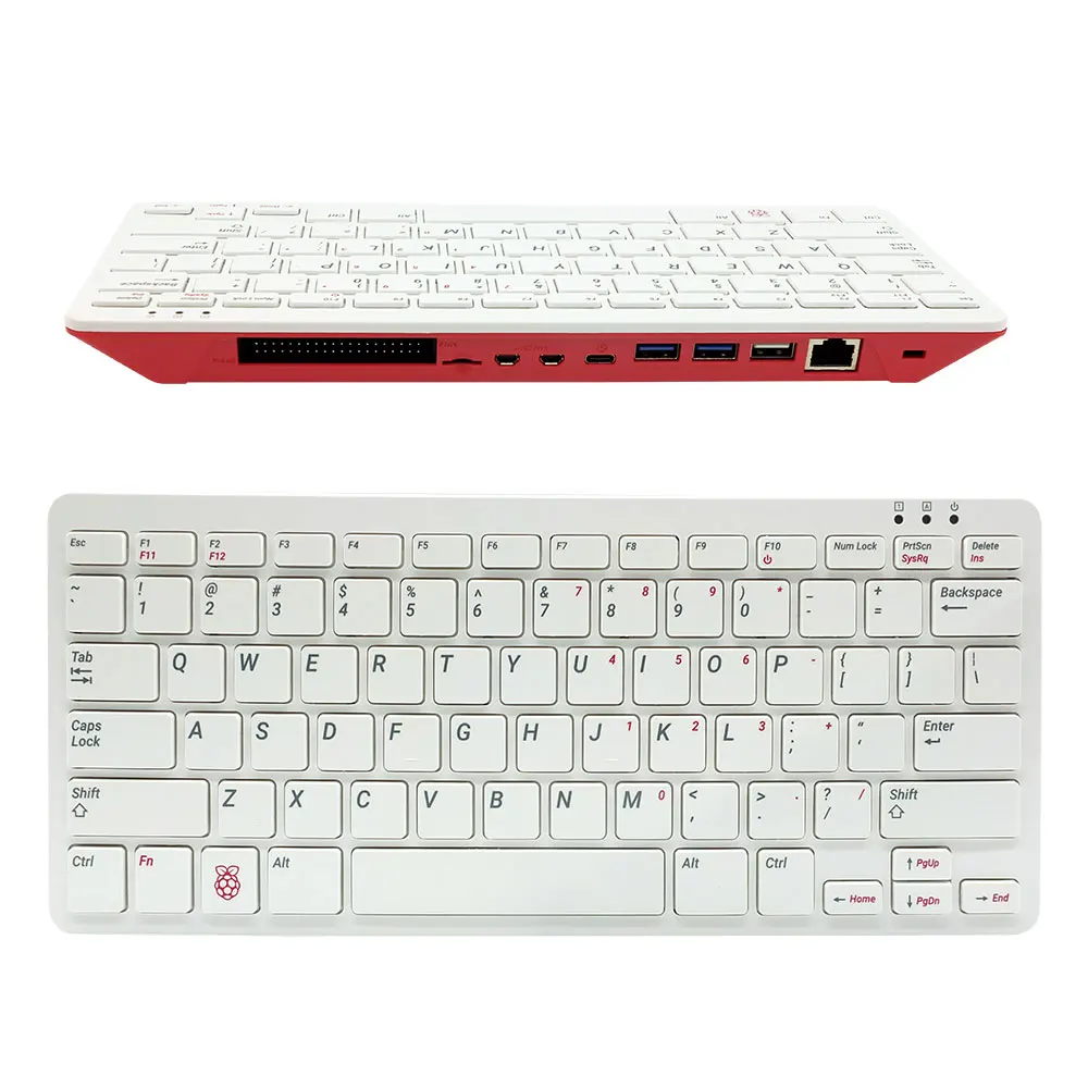 Raspberry Pi 400 – kit d'ordinateur, 4 go de RAM, 1.8 go de CPU, WiFi, Bluetooth intégré, clavier US + carte SD + alimentation + Guide RPI 400