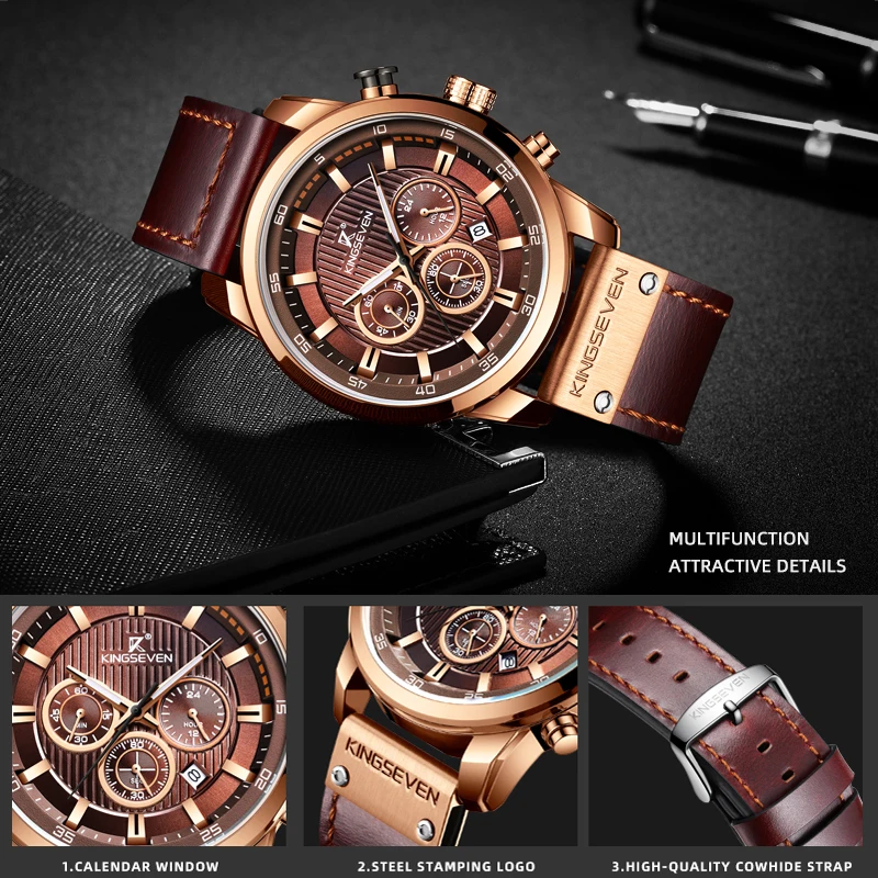 KINGSEVEN 2021 nuovi orologi da uomo di moda con acciaio inossidabile Top Brand di lusso cronografo sportivo orologio al quarzo da uomo Relogio Mascul