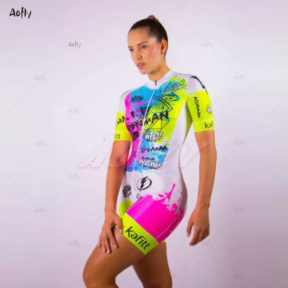 KAFITT Fluorescent color Women‘s Sexy Skinsuit Clothes Cycling Professional Macaquinho Ciclismo Feminino Go Pro Triathlon Sets