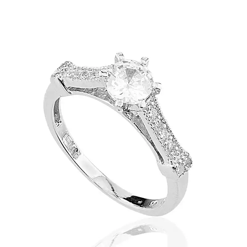 Silver Single Stone Lady 'S Ring