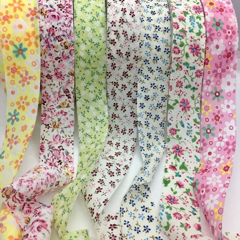 10Y Beautiful Flowers Cotton Polyester Fabrics Ribbon For Handmade DIY Craft Sewing Bias Binding Scrapbook Gift Floral Packing