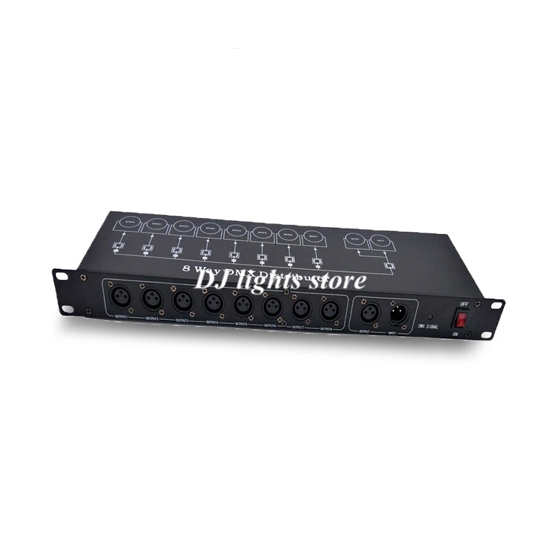 Hochwertiger Bühnenlicht-DMX-Signalverstärker, Bühnenlicht-Controller, DMX512-Splitter, 8-Wege-DMX-Verteiler für Bühnenausrüstung – Detail 1