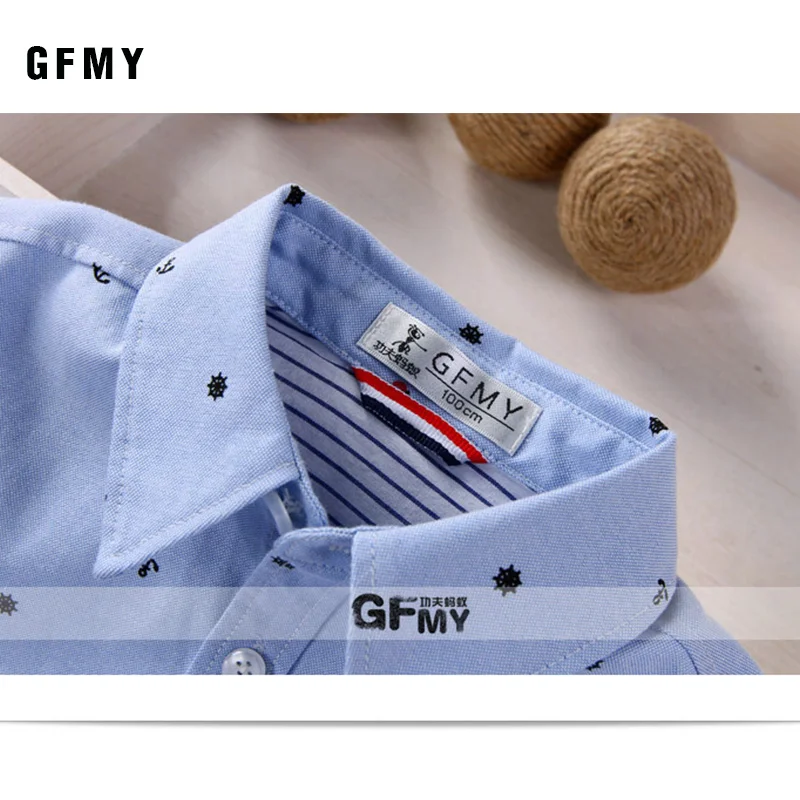 GFMY 2020 Spring Autumn Fashion Full Sleeve Printed Anchor Auspicious Pattern Boy Shirts 1511 3T-12T Kid Casual Clothes