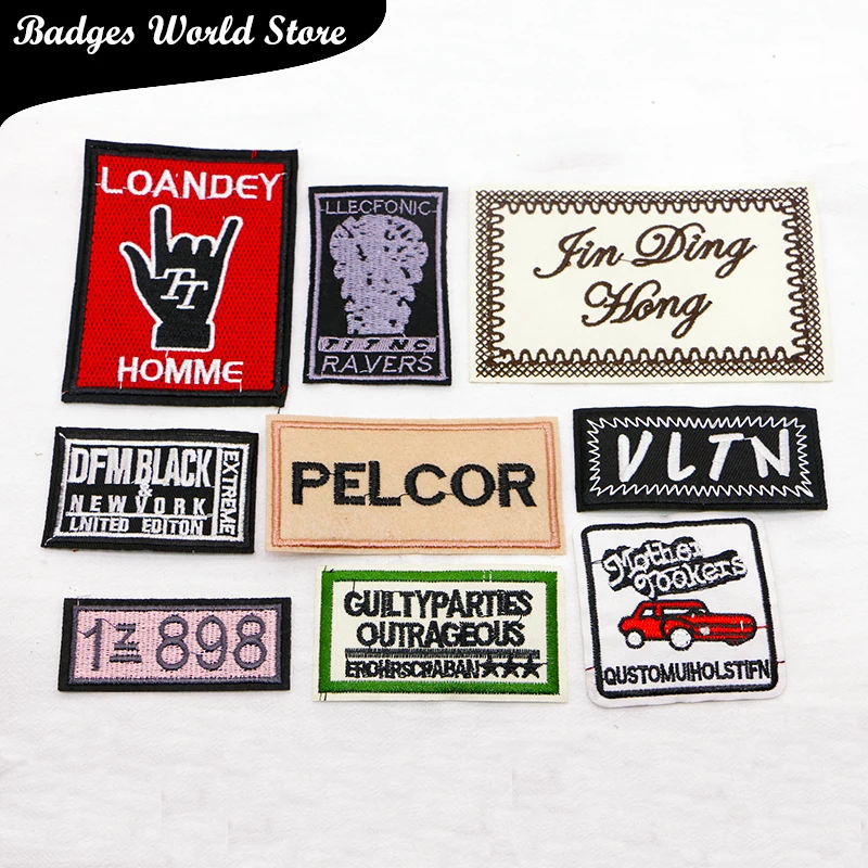 Punk Car Hand Alphabet Police Rectangle Totem Icon Embroidery Applique Patches For Clothing DIY Iron on Badges on the Backpack