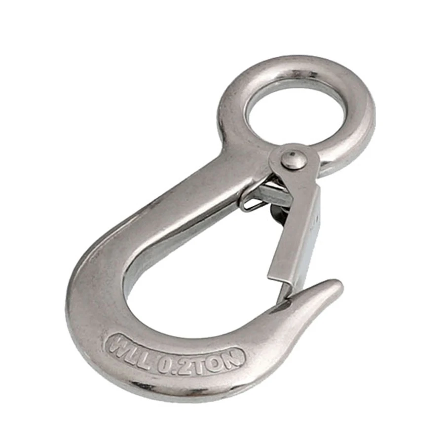 0.2T Fixed Eye Snap Cargo Hook With Safety Latch 304 Stainless Steel Rigging,J039