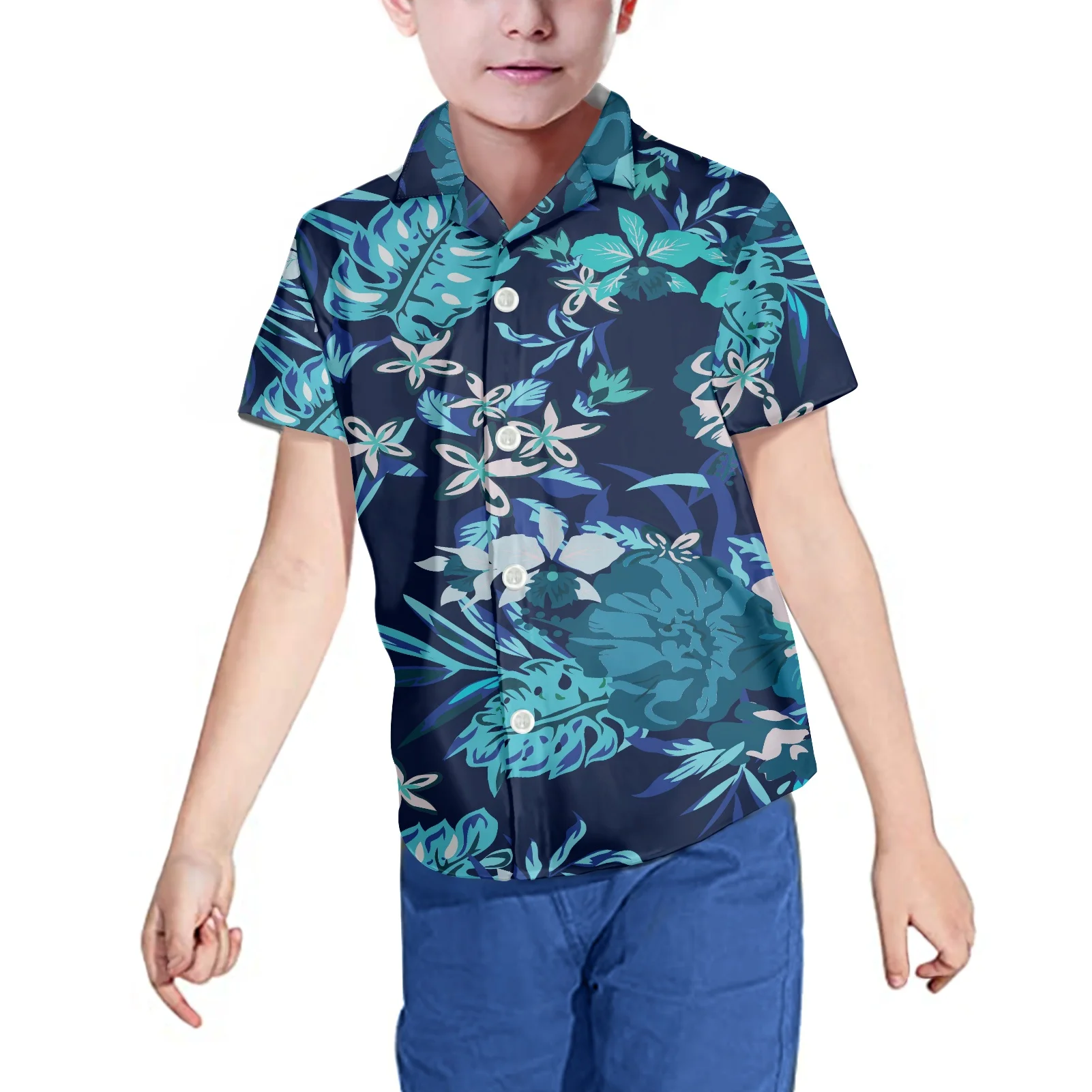 

Hycool Big Boys T Shirt Tropical Leaves Hawaii Flower Print Short Sleeve Boys Shirt Wholesale Fashion Kids Custom Clothing