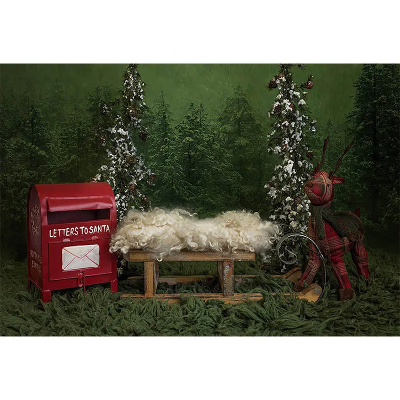 Christmas Backdrops For Photography Winter Tree Baby Shower Newborn Red Mailbox Photo Backgrounds Studio Photophone Decor Props
