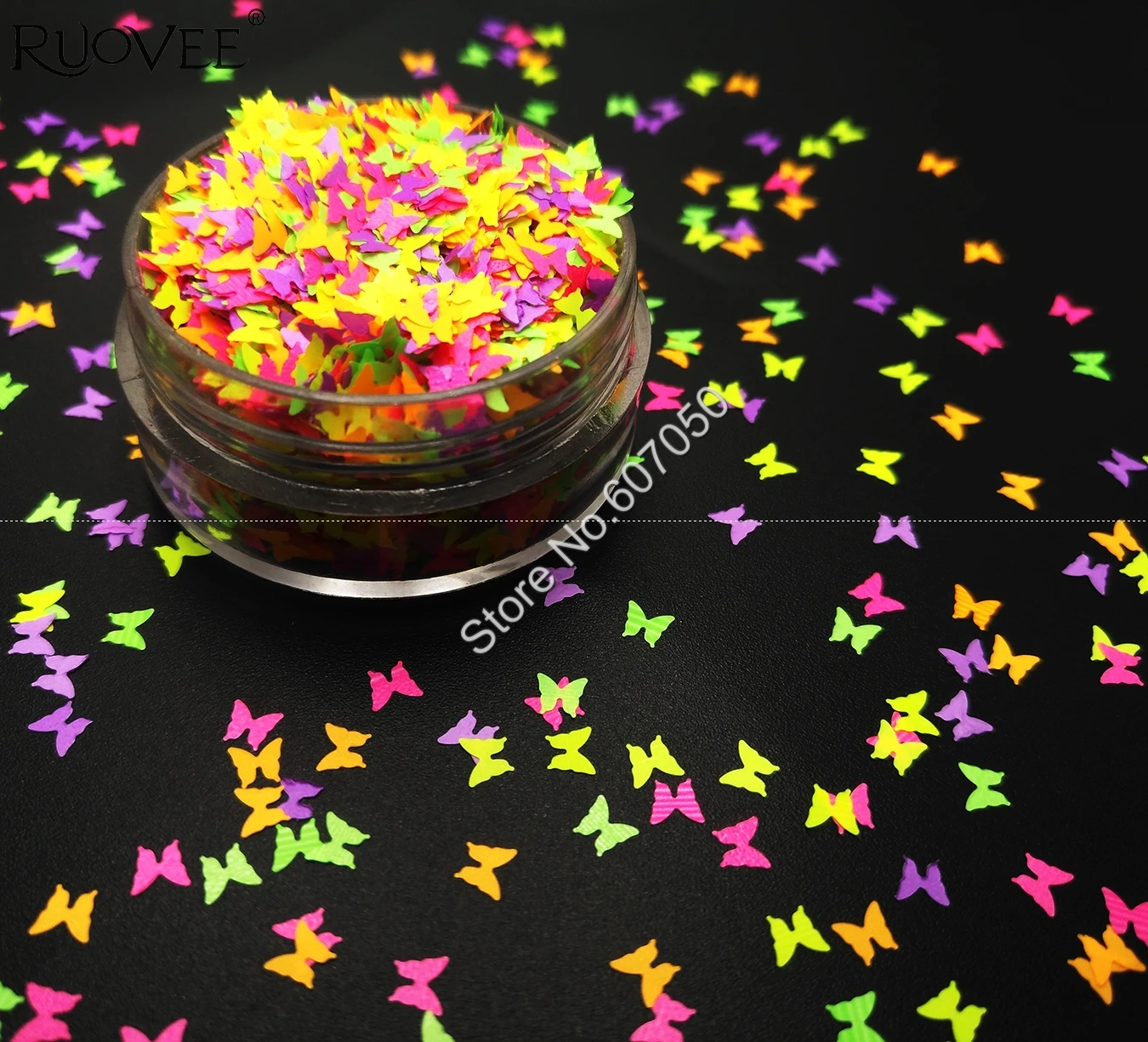 Cores misturadas de néon glitter borboleta resistente a solventes para esmalte de unhas maquiagem arte corporal pintura facial glitter arte artesanal de natal