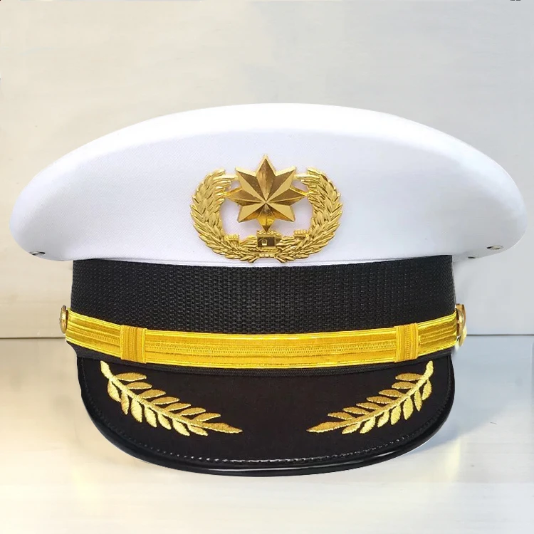 High Quality Men Women Cap Security Big Hat General Aviator Caps Captain\'s Hats Stage Cosplay Uniform Accessories